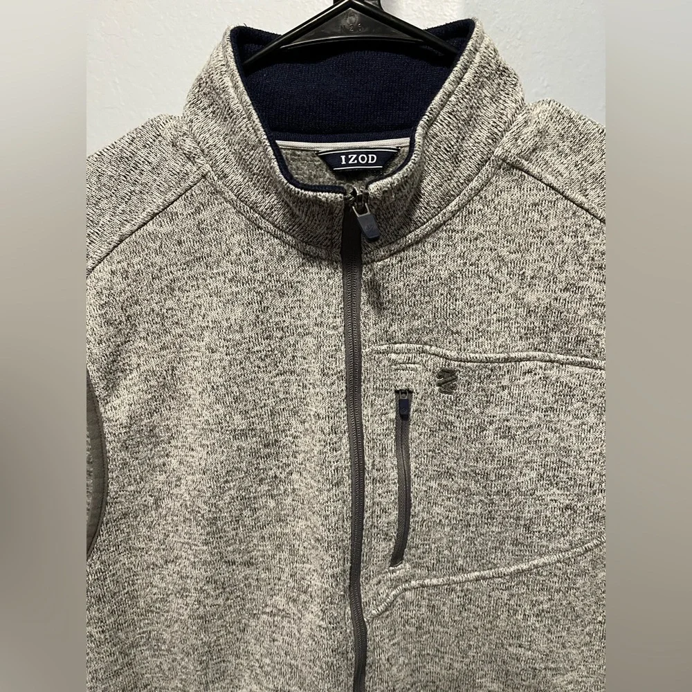 Izod Men's Gray Full Zip Sweater Vest EUC